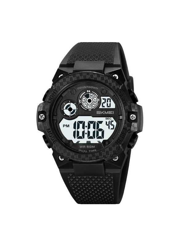 Часы спортивные мужские черные с будильником и секундомером водонепроницаемые 50 м ProDobro (367265586)