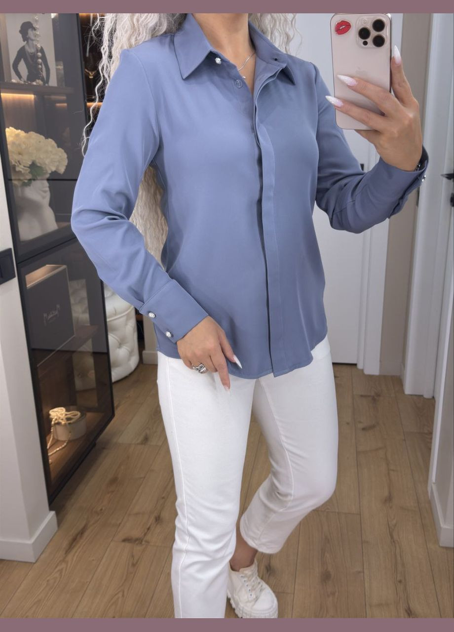 Синяя женская элегантная рубашка "алиса" No Brand