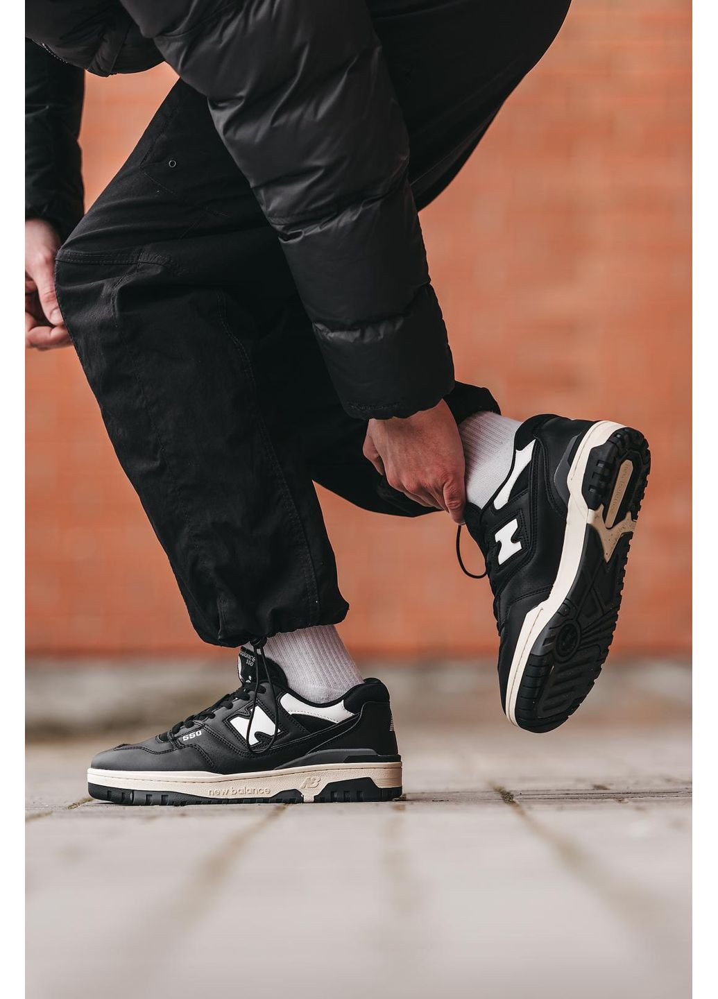 Чорні Осінні кросівки чоловічі new balance 550 black white 2.0 нью беланс 550 No Brand