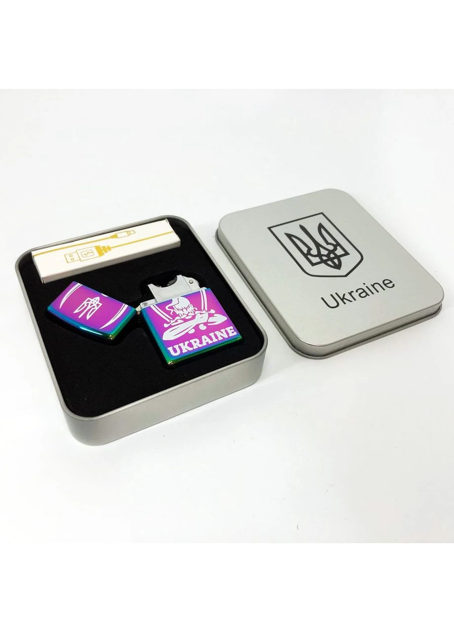 Дугова електроімпульсна запальничка USB Україна (металева коробка) HL-449. Колір: No Brand (397875190)