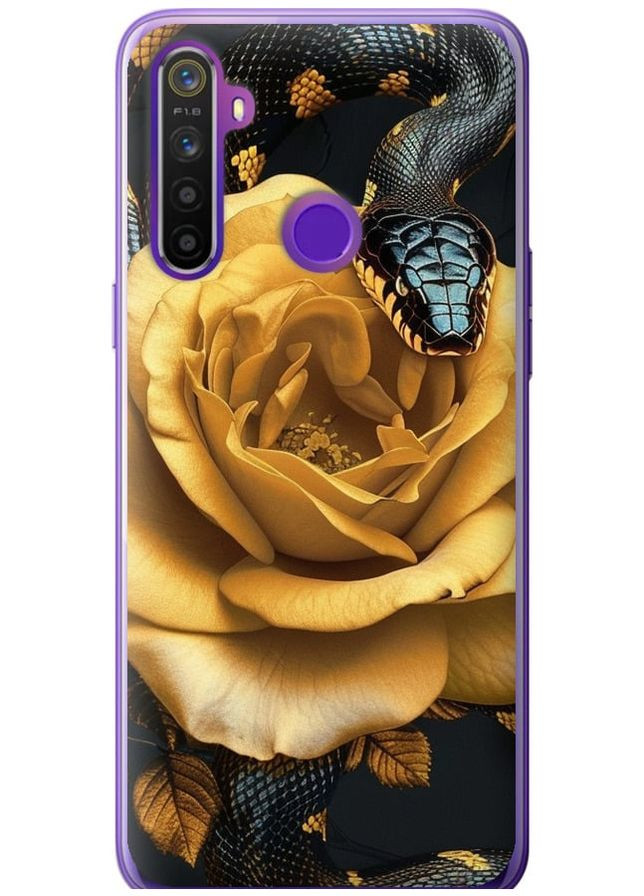 2D пластиковий чохол 'Black snake and golden rose' для Endorphone Realme 5 (286764535)