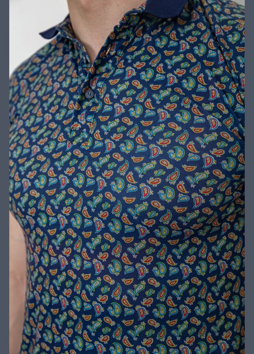 Темно-синяя футболка-поло мужское с принтом, цвет темно-синий, для мужчин Ager