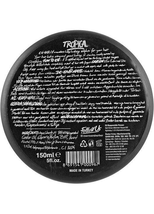 Помада для укладання волосся Barber Aqua Wax Tropical 150ml (810665-85577) Marmara (368622270)