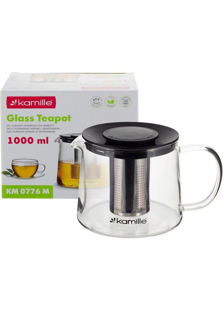 Чайник стеклянный заварочный 1000мл со съемным ситечком (0776m) Kamille (330136933)