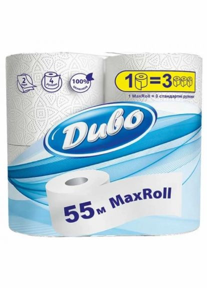 Туалетний папір Диво max roll білий 55 м 2 шари 4 рулони (268145725)