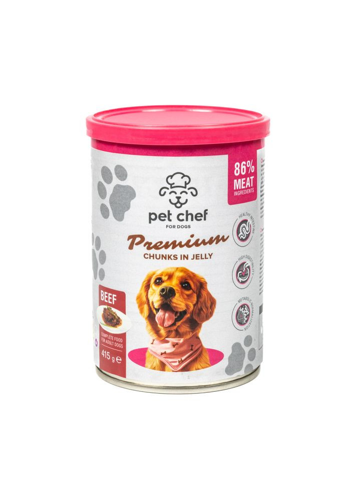Влажный корм для собак, 415г, говядина Pet Chef (327433051)