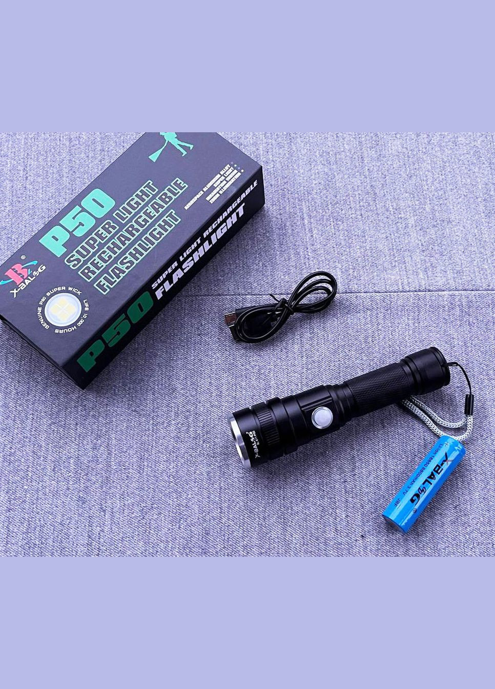 Ручний потужний акумуляторний яскравий ліхтар BL-611-P50 CREE XHP50 світлодіодний ліхтарик 18650 Bailong (297331150)