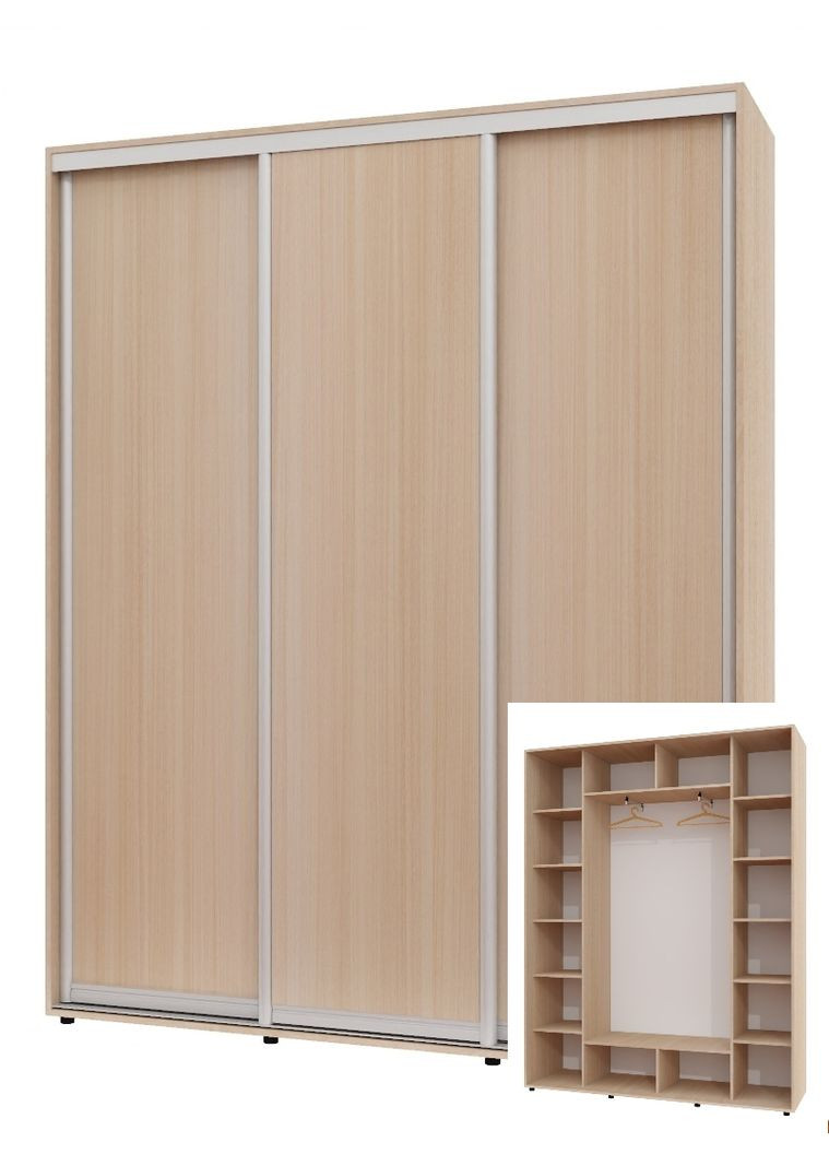 Шафа-купе тридверна 200*45*250 см Дуб молочний 3 двері ДСП ШК-05 Алекса (360437081)