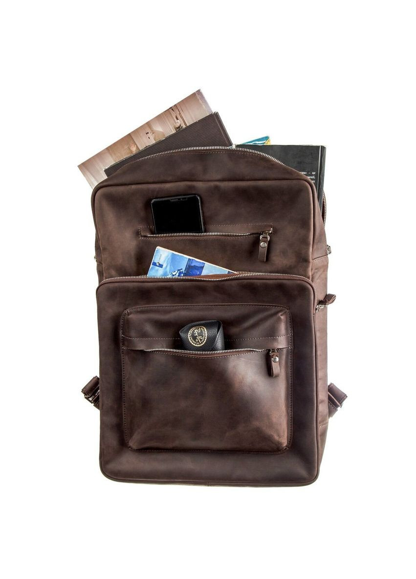 Чоловічий шкіряний рюкзак з кишенею для ноутбука SHVIGEL коричневий (sku_15307) No Brand (329860274)