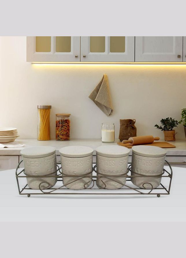 Набір для спецій на підставці кераміка Stone 5 предметів (MR-20028-04CS) Maestro (334007433)