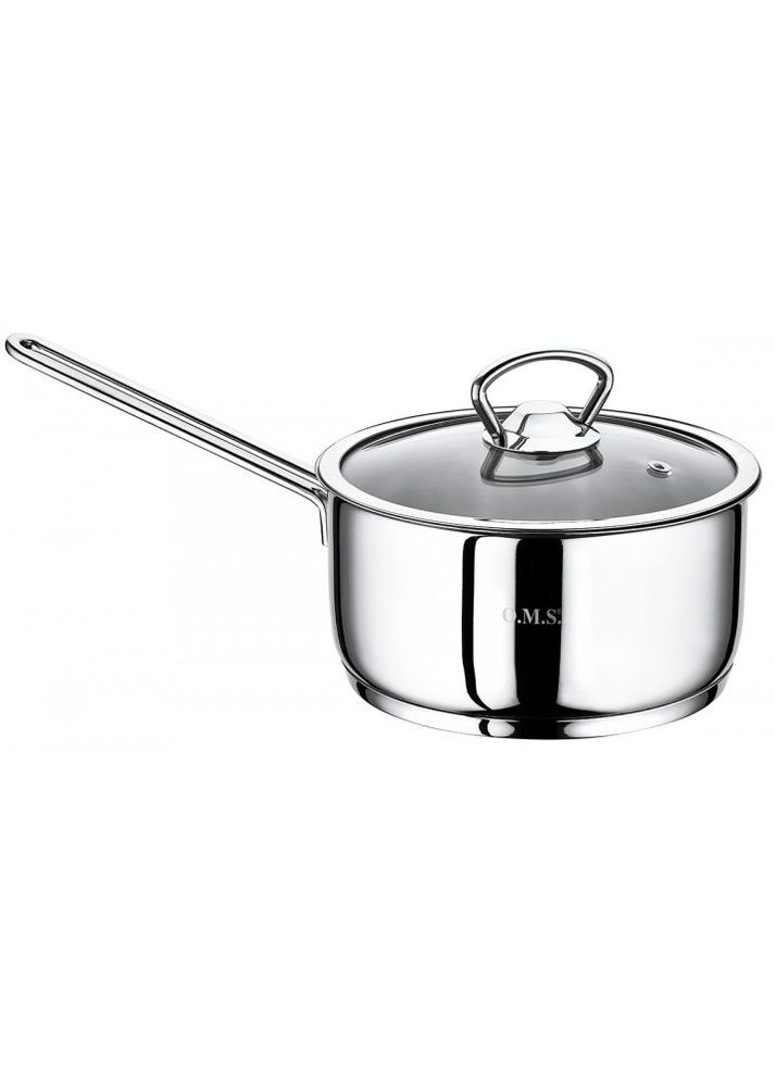 Кухлик сталевий 14Х8см/1,20 лт. кришка- скляна з обідком, сталева ручка 2008 TS-14-1,2л OMS (342398712)