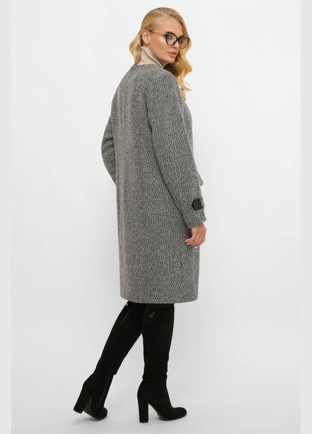 Темно-сіре зимнє Пальто без коміра ГАЛА темно-сіре Tatiana