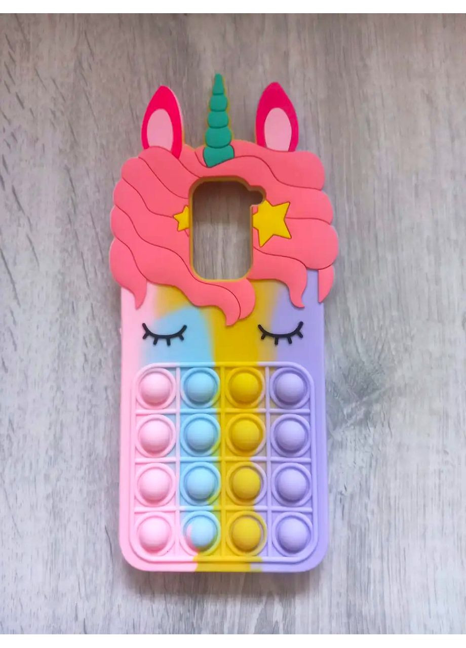 Чохол Pop it для Redmi Note 9 Єдиноріг Попіт антистрес силіконовий дитячий райдужний Xiaomi (360896988)