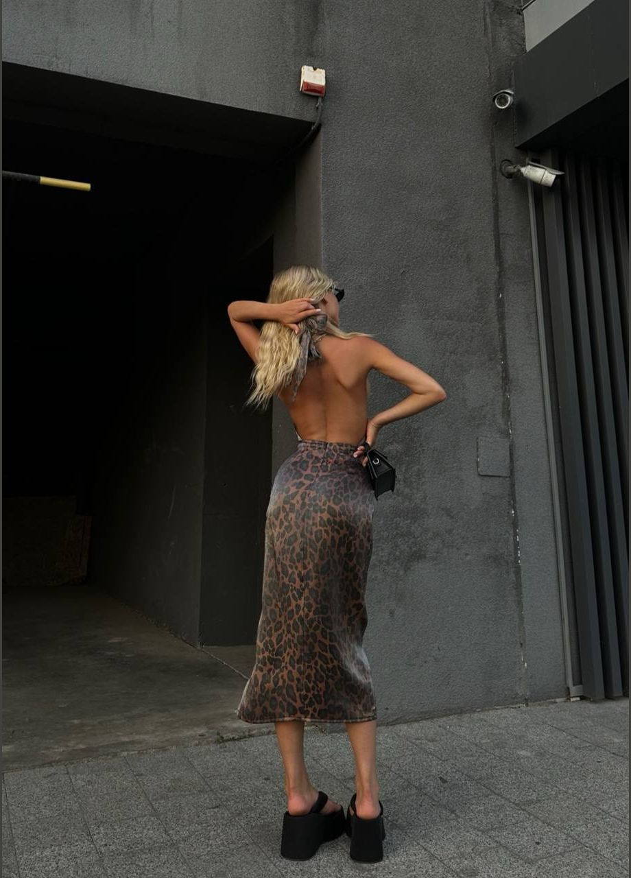 Коричневое коктейльное, вечернее платье No Brand леопардовый