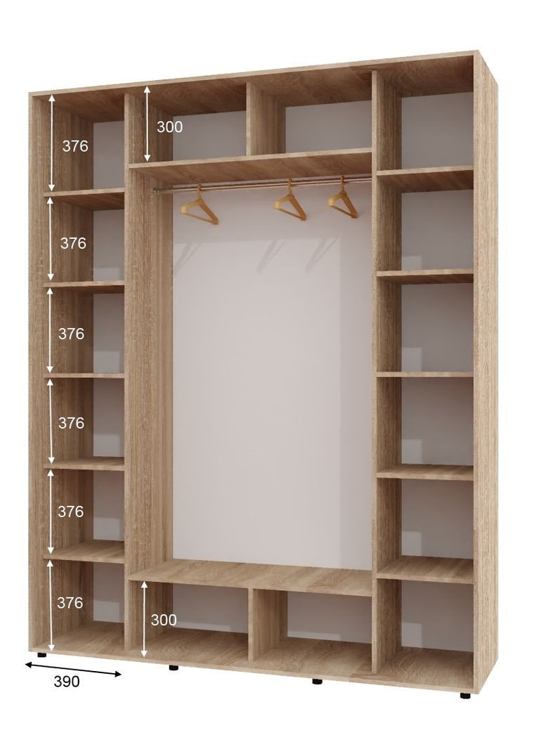 Шафа-купе тридверна 200*60*220 см Дуб Сонома 3 двері Дзеркало ШК-05 Алекса (356774452)