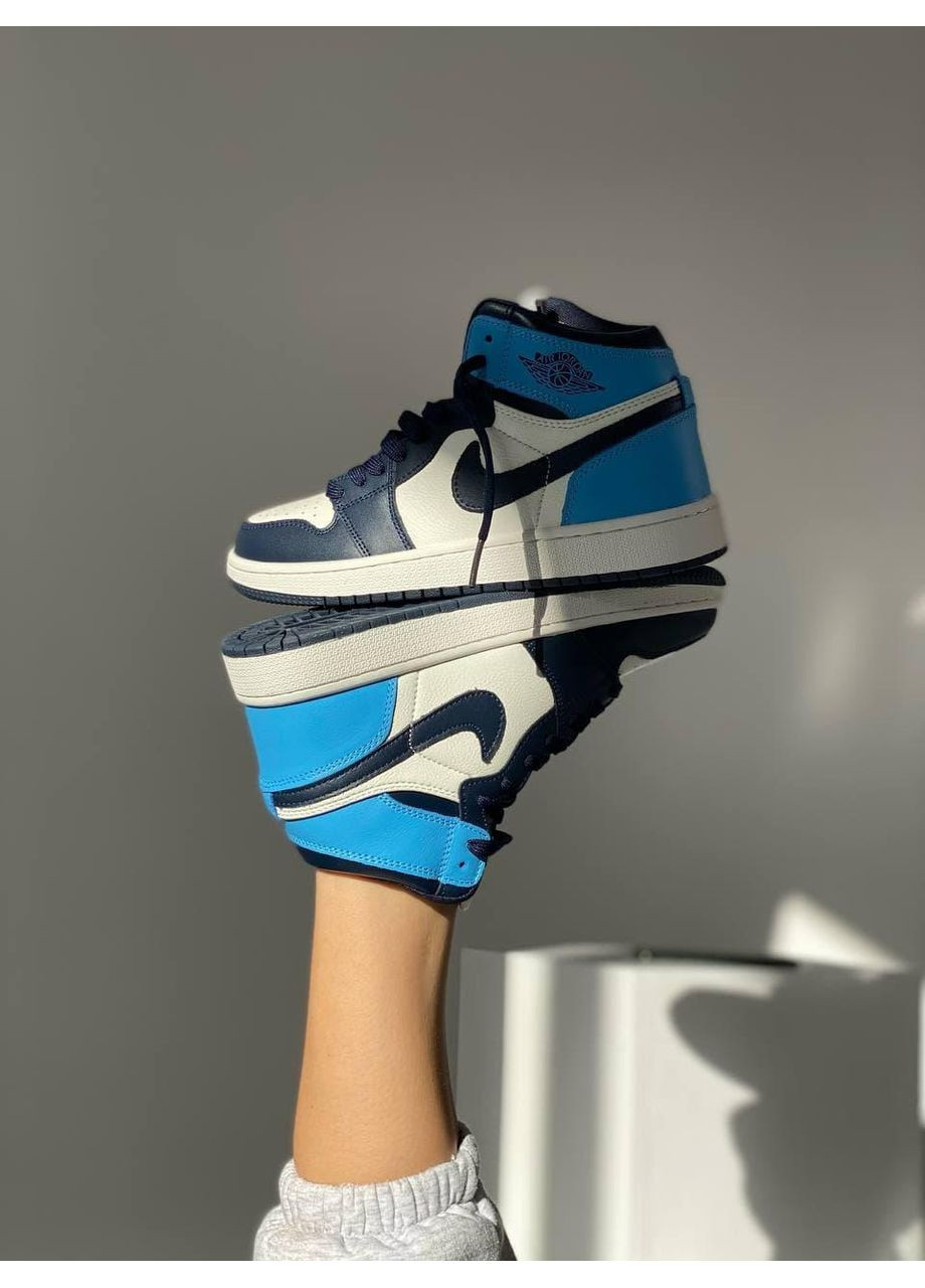Белые демисезонные кроссовки мужские nike air jordan 1 retro high patent blue toe найк аир джордан No Brand