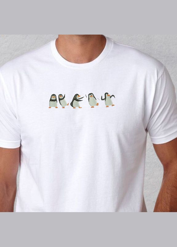 Белая футболка с вышивкой пингвинов 01-1 мужская (408922-15-4) No Brand