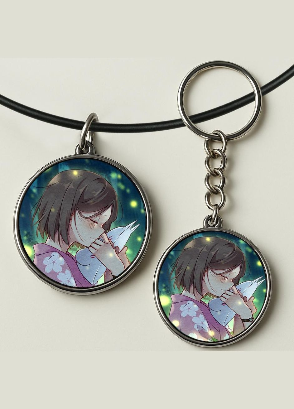Набір підвіска (кулон) та брелок Аніме У ліс де мерехтять світлячки #02 (подарунковий набір) No Brand (332633876)