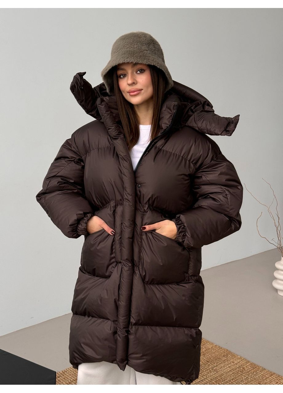 Коричневий зимній Пуховик No Brand