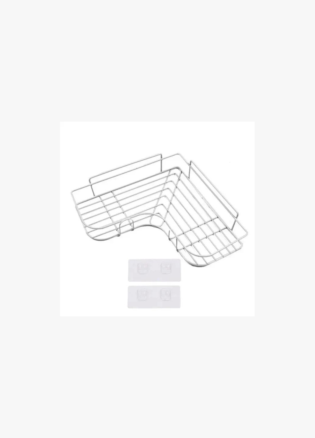 Кутова настінна полка для ванної кімнати з алюмінію на липучці Білого кольору Global Fashion (363028625)