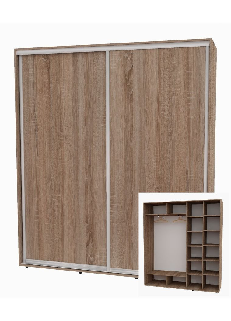 Шафа-купе дводверна 200*45*250 см Дуб Сонома трюфель 2 двері ДСП Алекса (360434385)