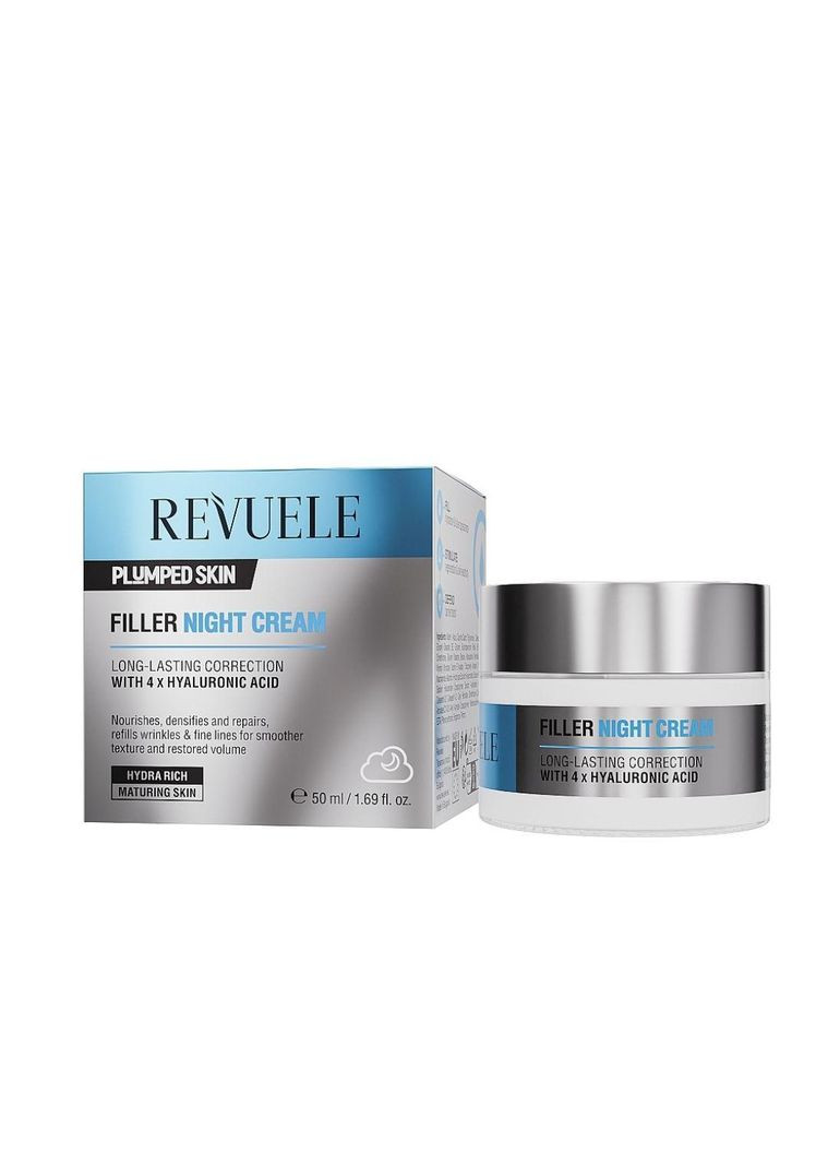 REVUELE Ночной крем-филлер для лица Plumped Skin Filler с гиалуроновой кислотой, 50 мл — Крем, Болгария (336167406)