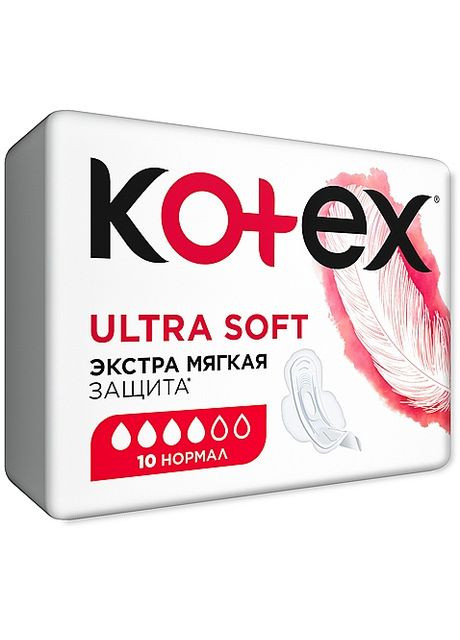 Гігієнічні прокладки, 10 шт Ultra Dry&Soft Normal 10шт (792845-21427) Kotex (368661467)