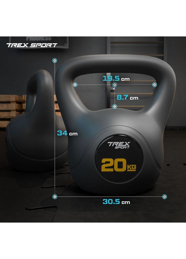 Гиря виниловая 20кг TX-020CKB черный TREX Sport (323136249)