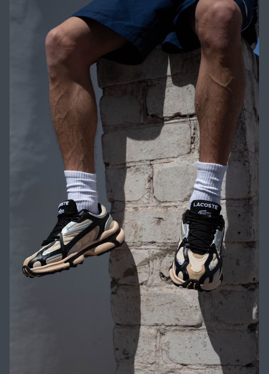 Бежевые демисезонные мужские кроссовки лакоста l003 2k24 бежевые с черным. No Brand