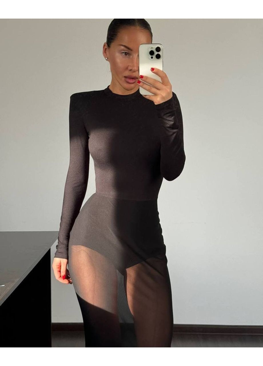 Черное вечернее изысканное вечернее платье Adelante однотонное