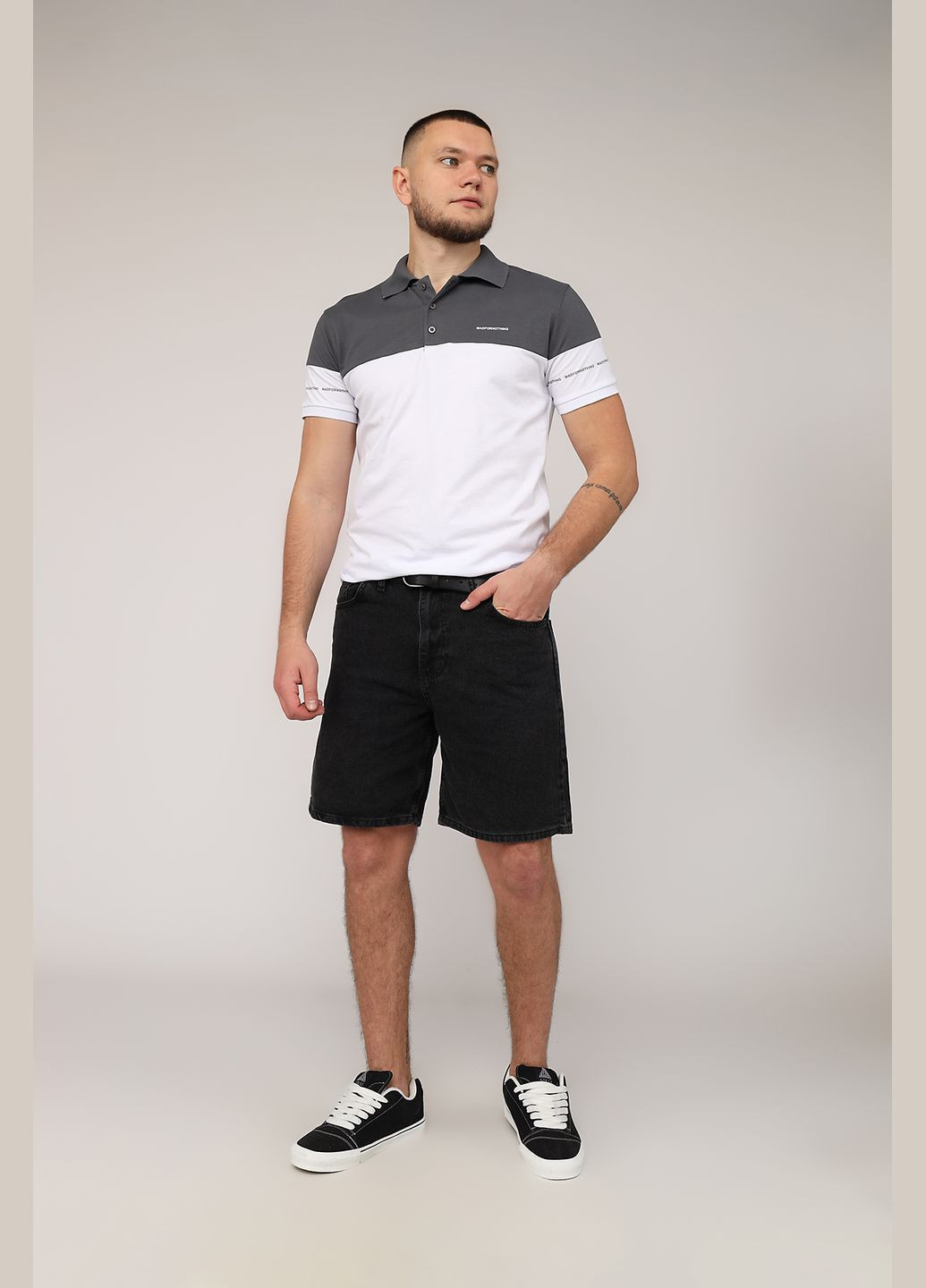 Серая футболка-футболка поло мужская цвет серый cb-00275676 для мужчин Madmext