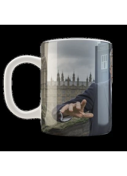 Чашка з принтом біла Доктор Хто Doctor Who Доктор Хто Доктор та Клара DW.02.069 Кружка керамічна 0,33 GeekLand (378961009)