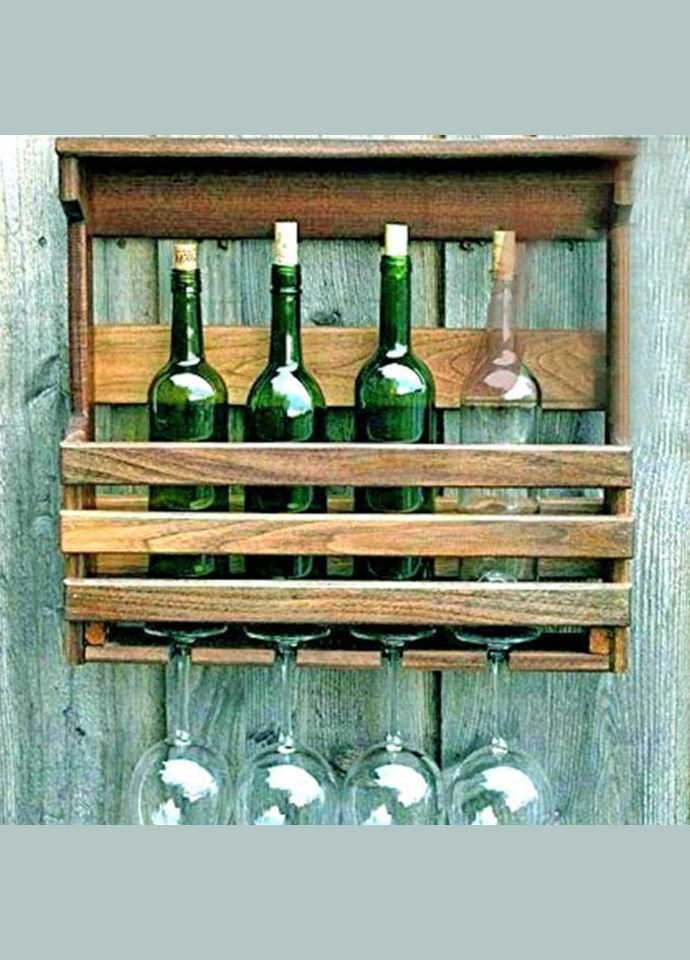 Настінна винна полиця з дерева Індзай палісандр (ПНК-006102) No Brand (327424228)