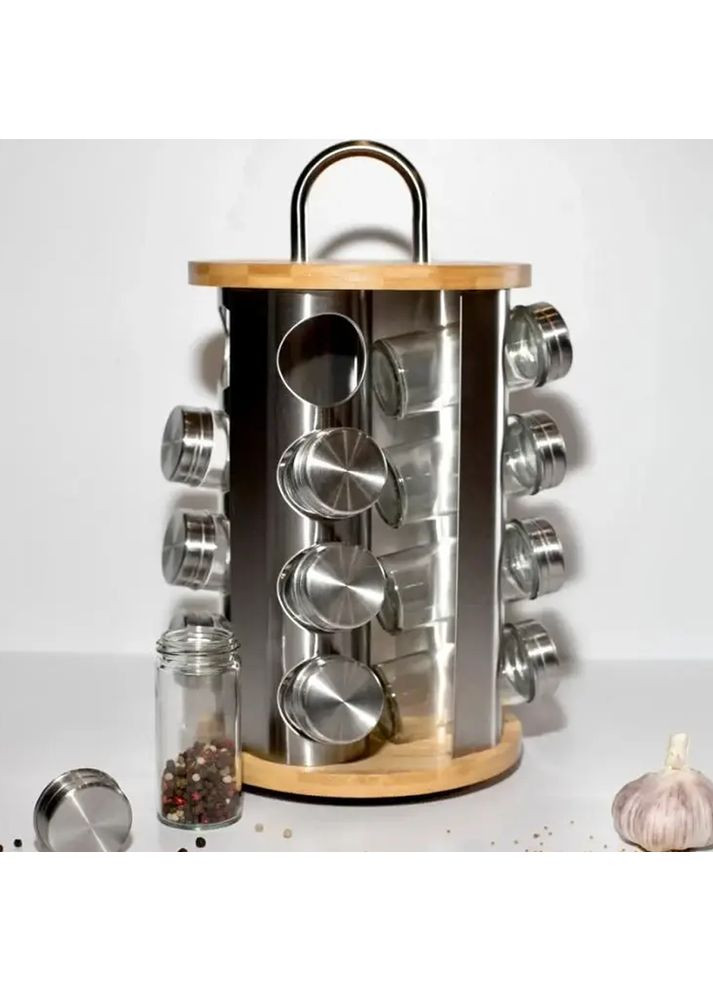 Набір ємностей для спецій EB-4028 на підставці 17 предметів (Кругла) Edenberg (360654564)