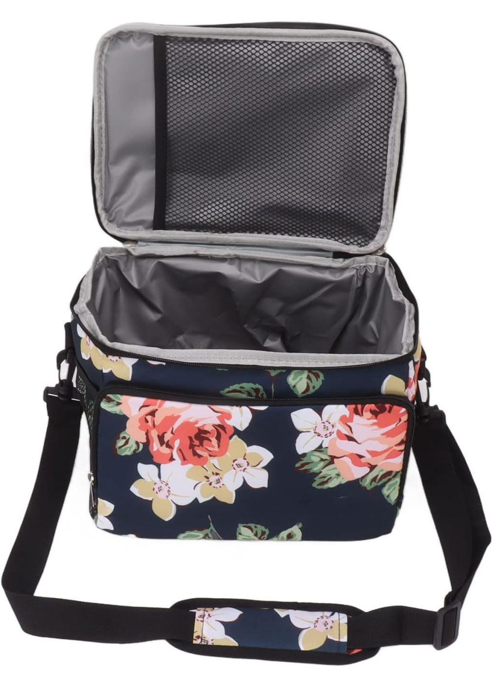 Вместительная термосумка для еды и напитков с ручкой и боковыми карманами 9.5л, Peony More (299715989)