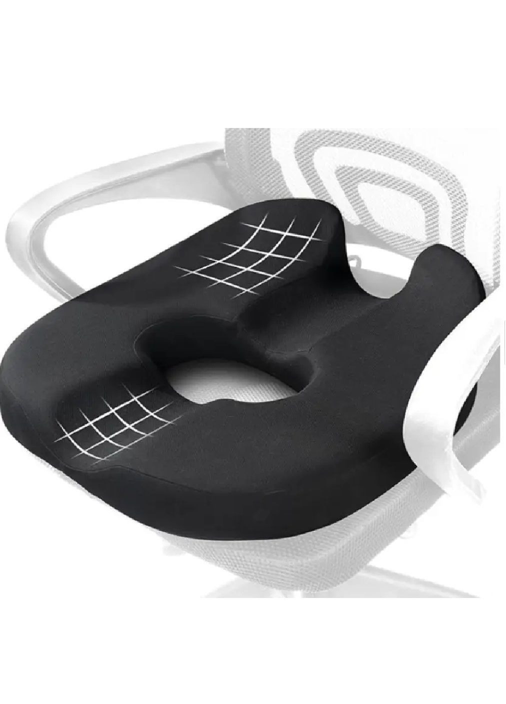 Подушка ортопедична на сидіння крісла стільця з ефектом пам'яті центральним отвором 45х46х6 см (482170-Prob) Unbranded (371425510)