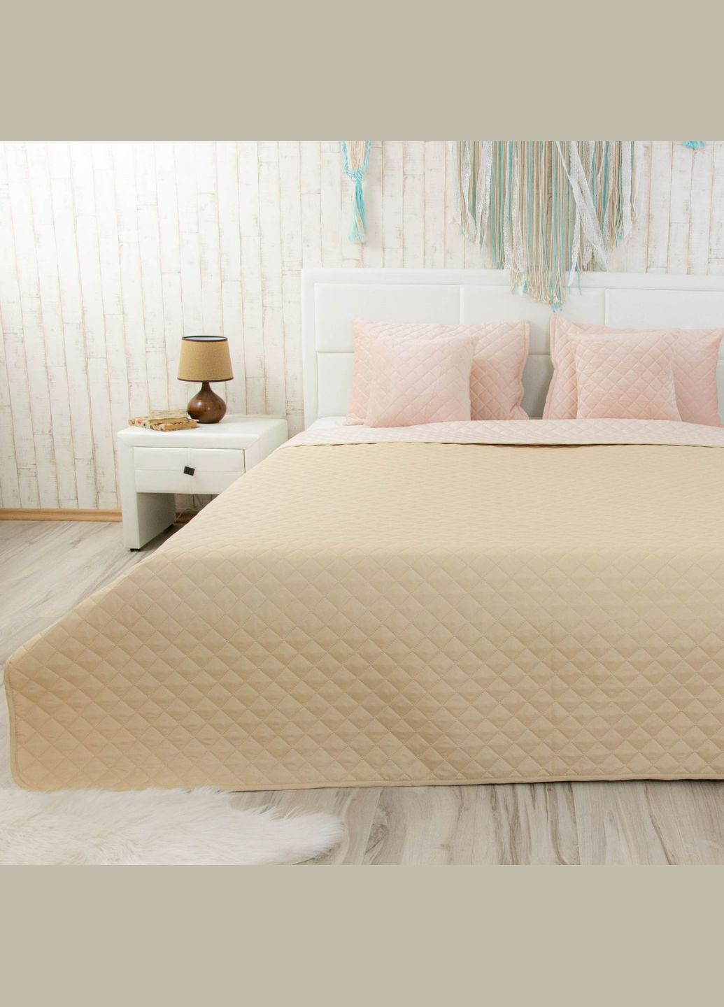 Покрывало 180х220 VeLour Apricot ромб Руно 340.55_Apricot ромб (325486633)