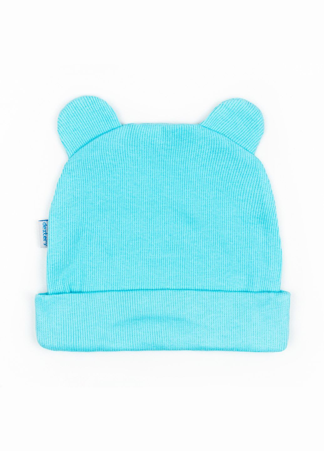 Шапочка детская однослойная рубчик с ушками Голубой 50 dexter's (298913129)