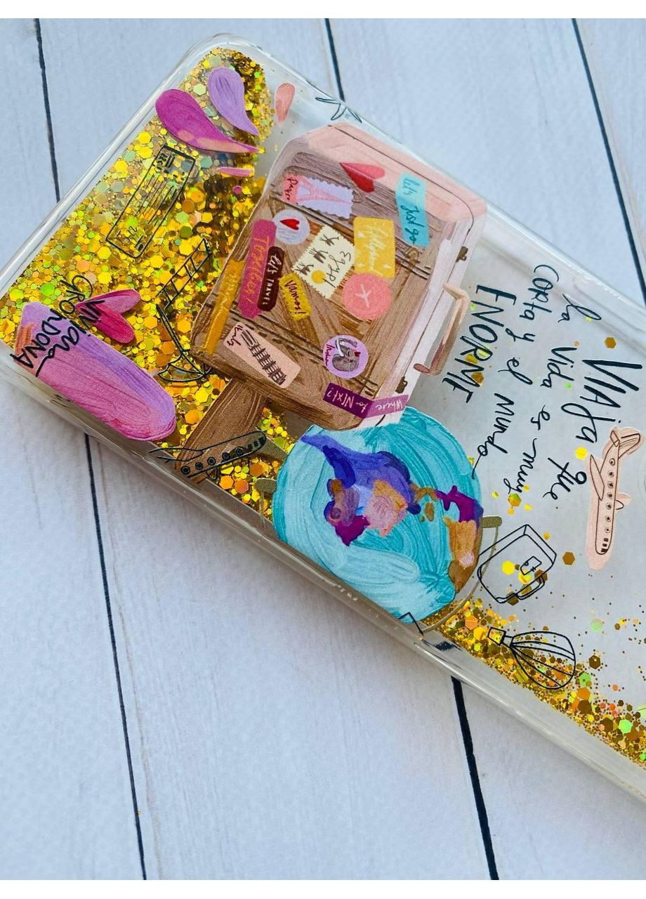 Чехол с плавающими блестками на Samsung Galaxy A50 (2019) A505F Золотой:: Настроение путешествовать (принт 329) Creative (360667513)