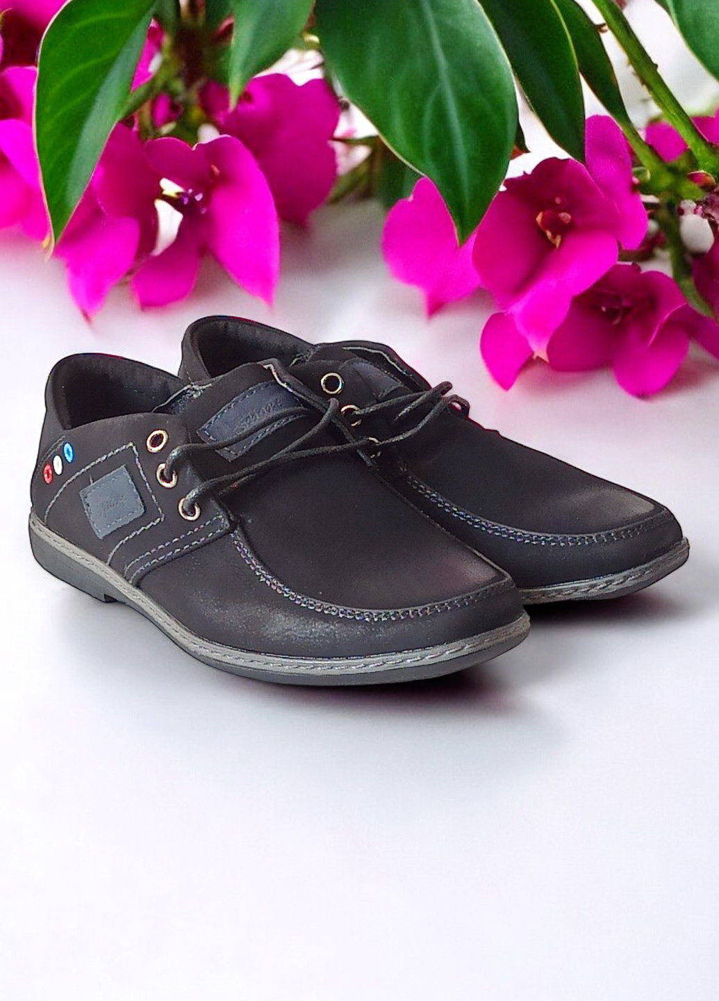 Черные туфли для мальчика в школу классические строгие 6207 черные со шнурками Paliament