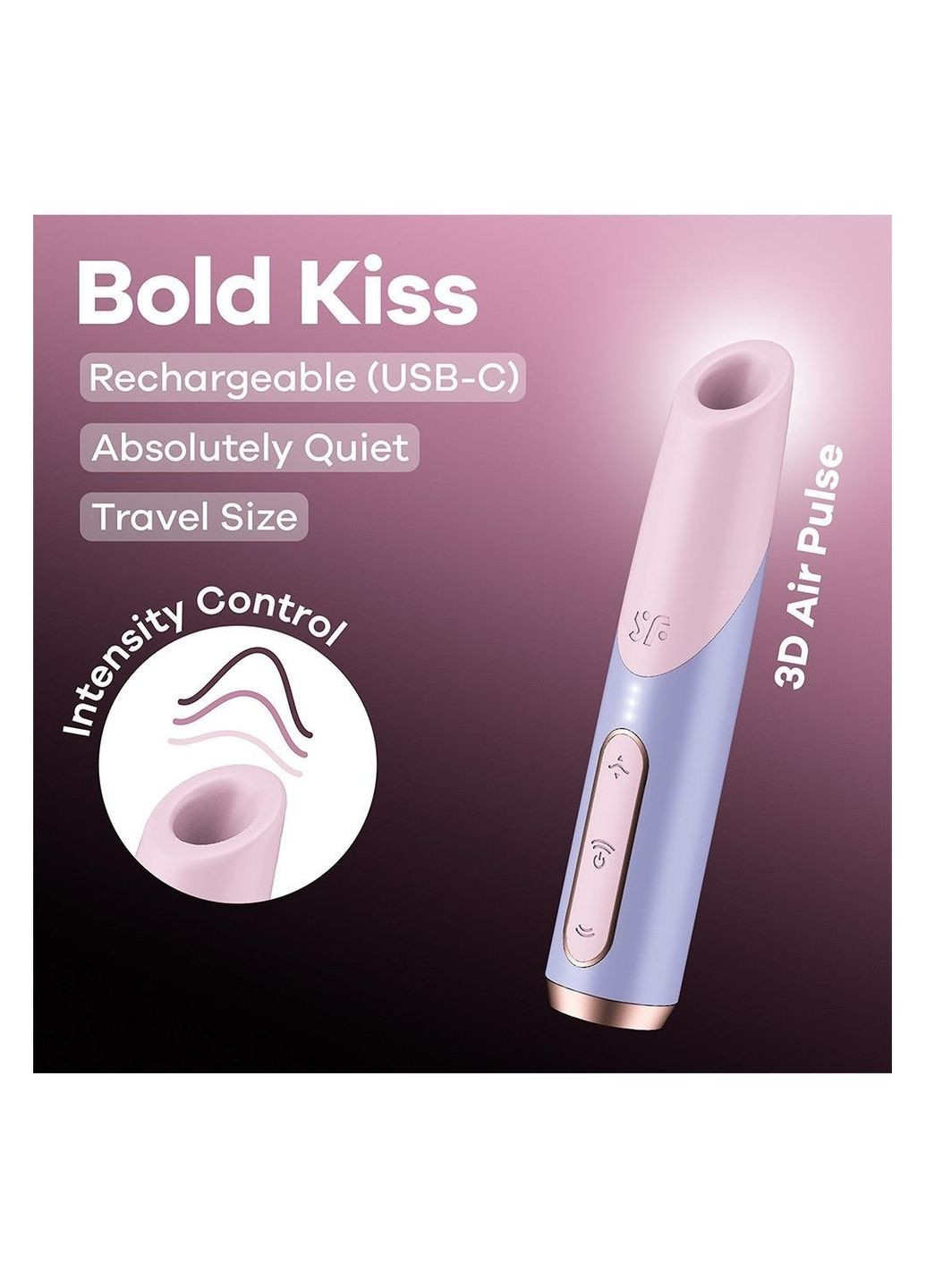 Мініатюрний вакуумний стимулятор клітора Bold Kiss рожево-бузковий Satisfyer (347312865)