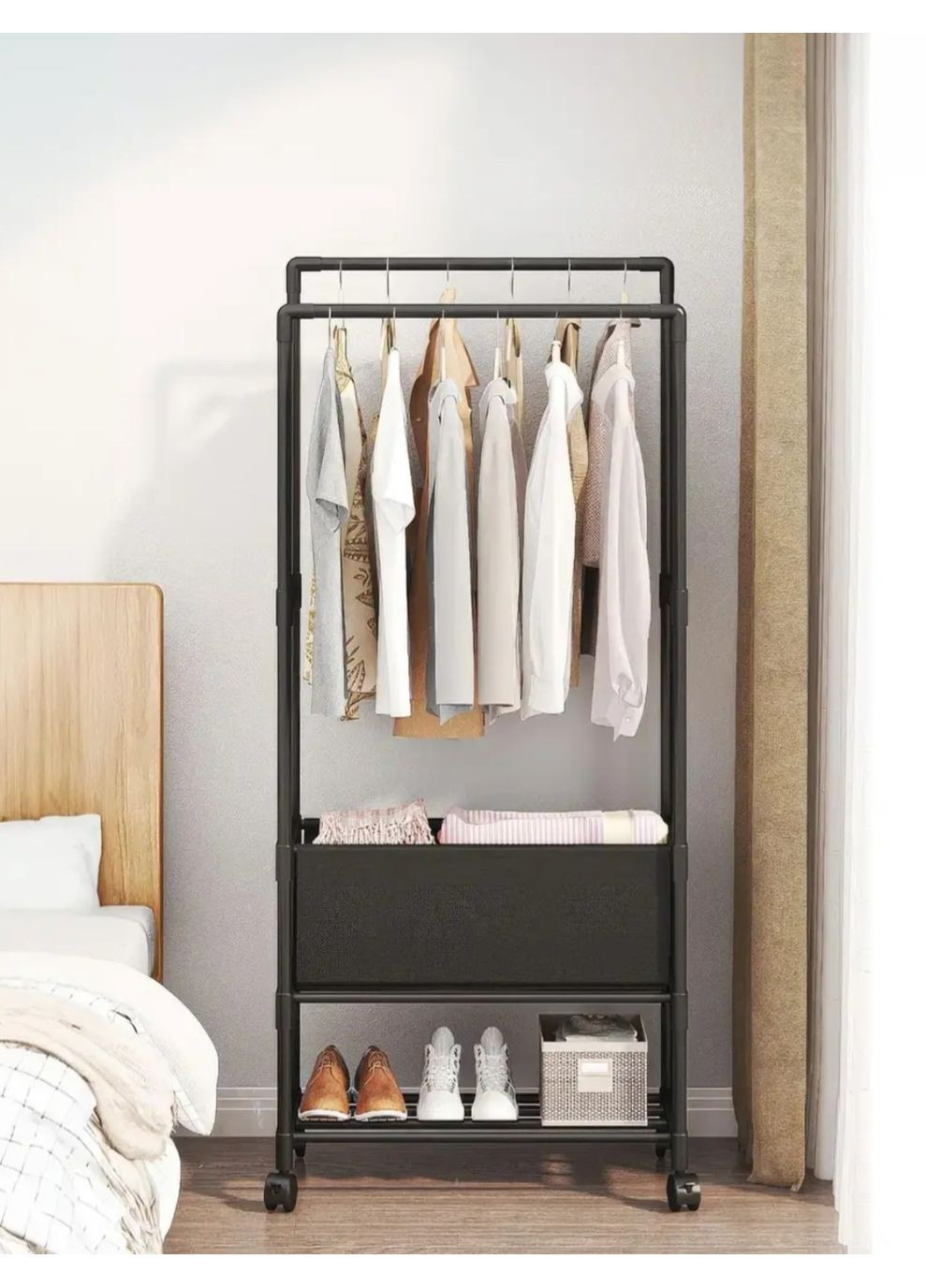 Напольная вешалка для одежды с корзиной No Brand (362046643)