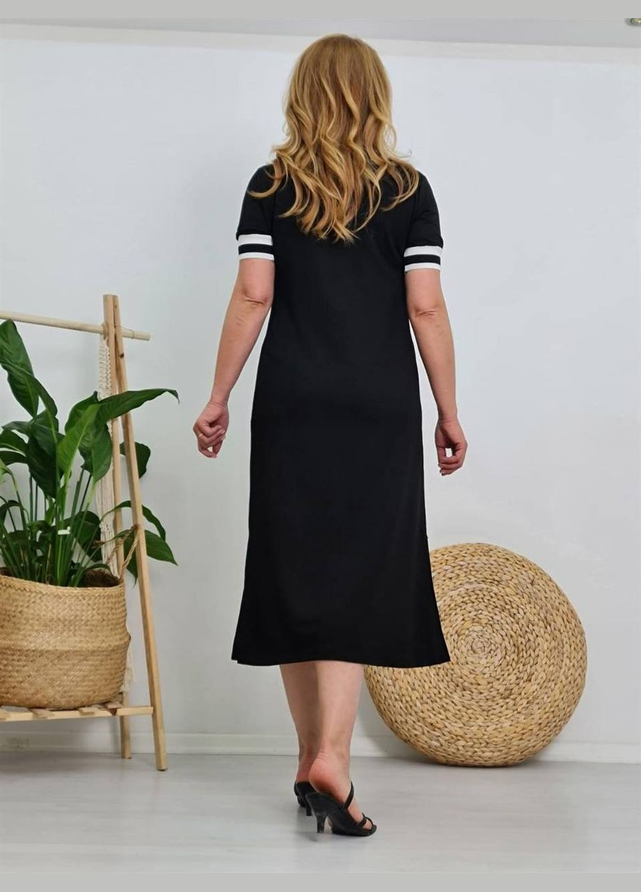 Черное женское платье миди цвет черный New Trend