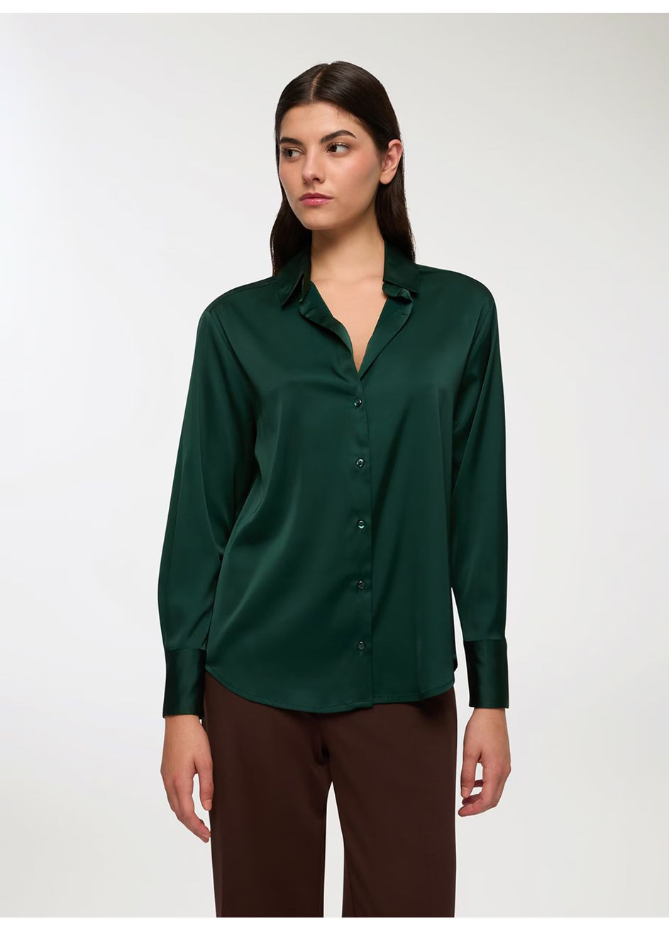 Темно-зелёная блузка женщин Terranova