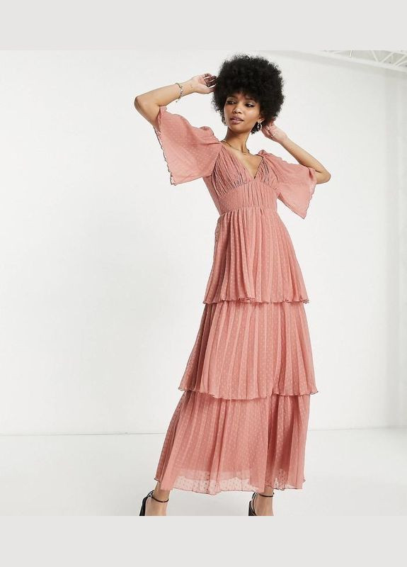 Рожева сукня мідаксі ярусна Asos