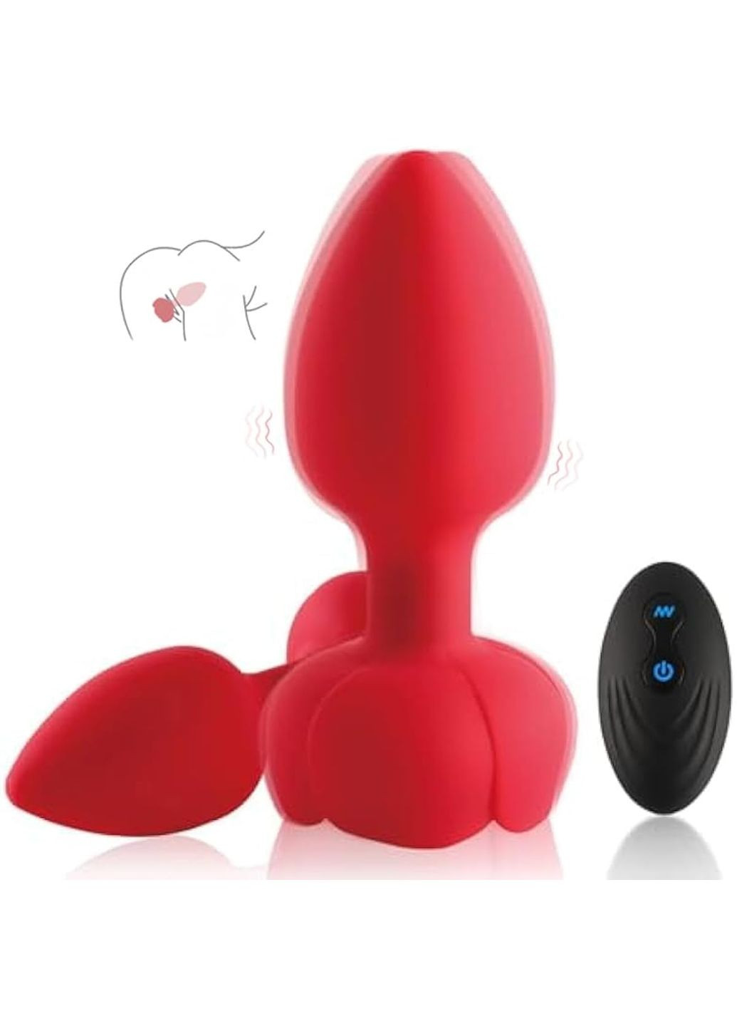 Багатофункціональна червона анальна пробка з пультом, 10 см No Brand (315725447)