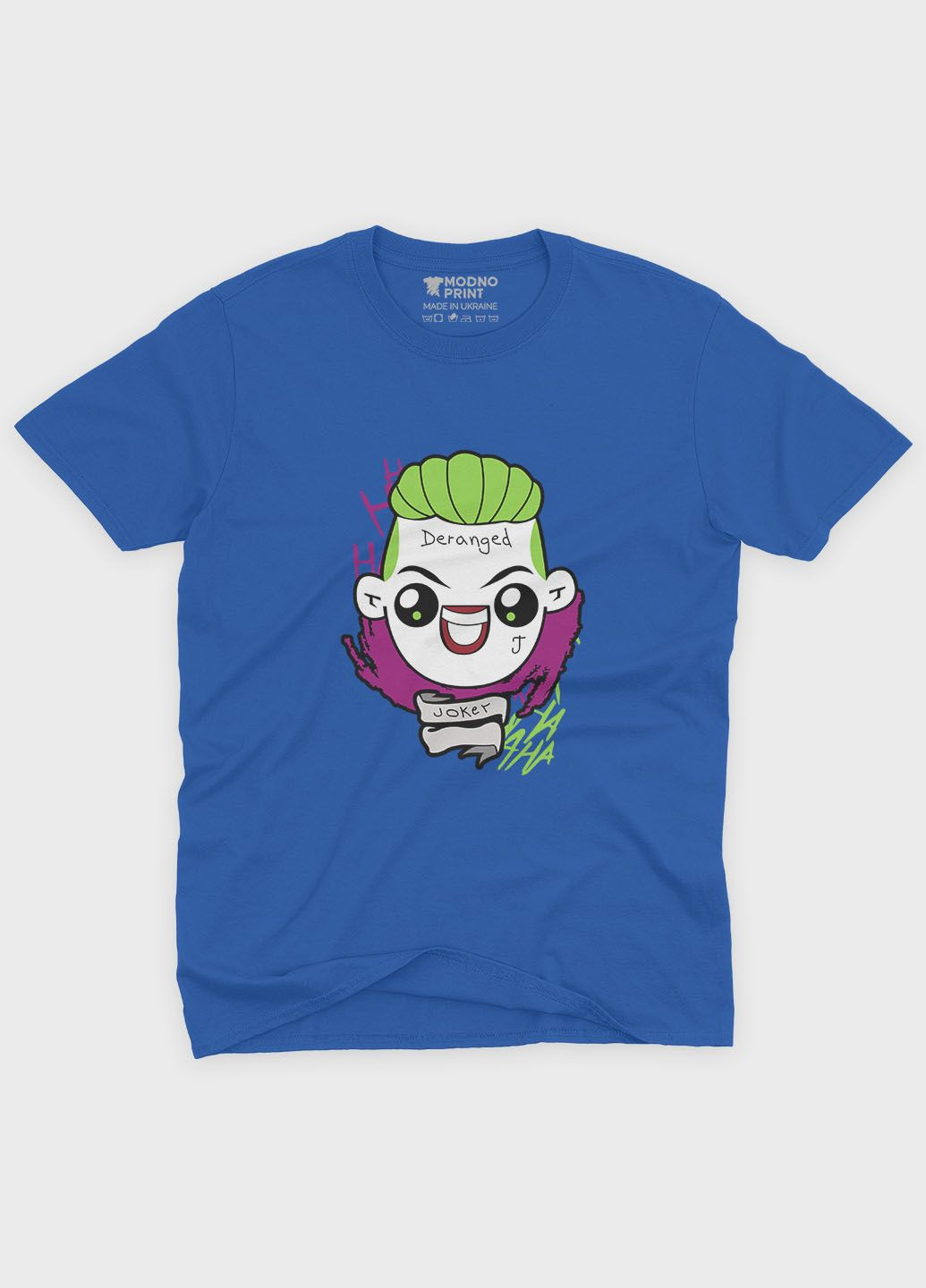 Синяя демисезонная футболка для мальчика с принтом супервора - джокер (ts001-1-brr-006-005-012-b) Modno