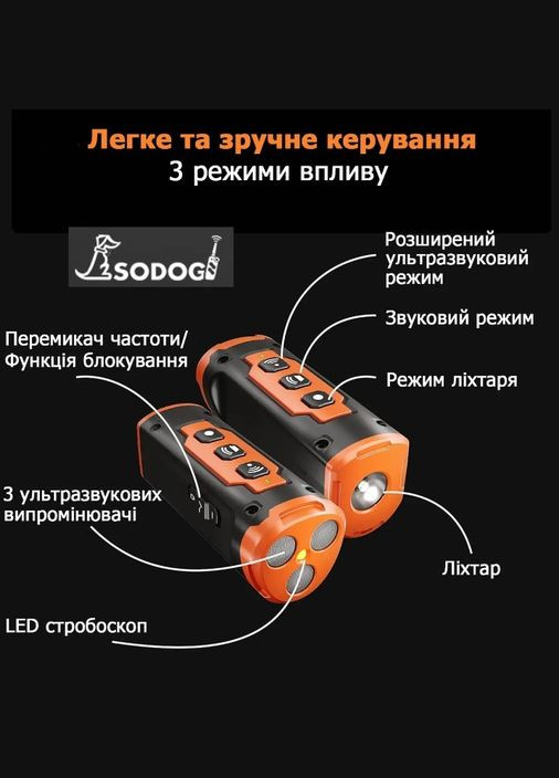 Суперпотужний ультразвуковий відлякувач собак (Black) від компанії Sodog (радіус до 15м). Bark ХР30 (301426422)