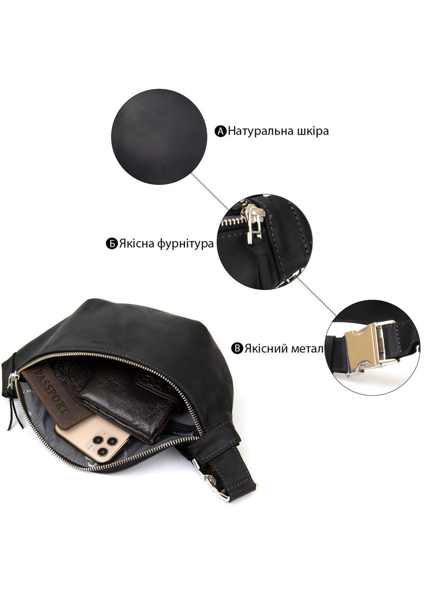 Бананка поясная унисекс винтажная 11144 Черная Grande Pelle (366881254)