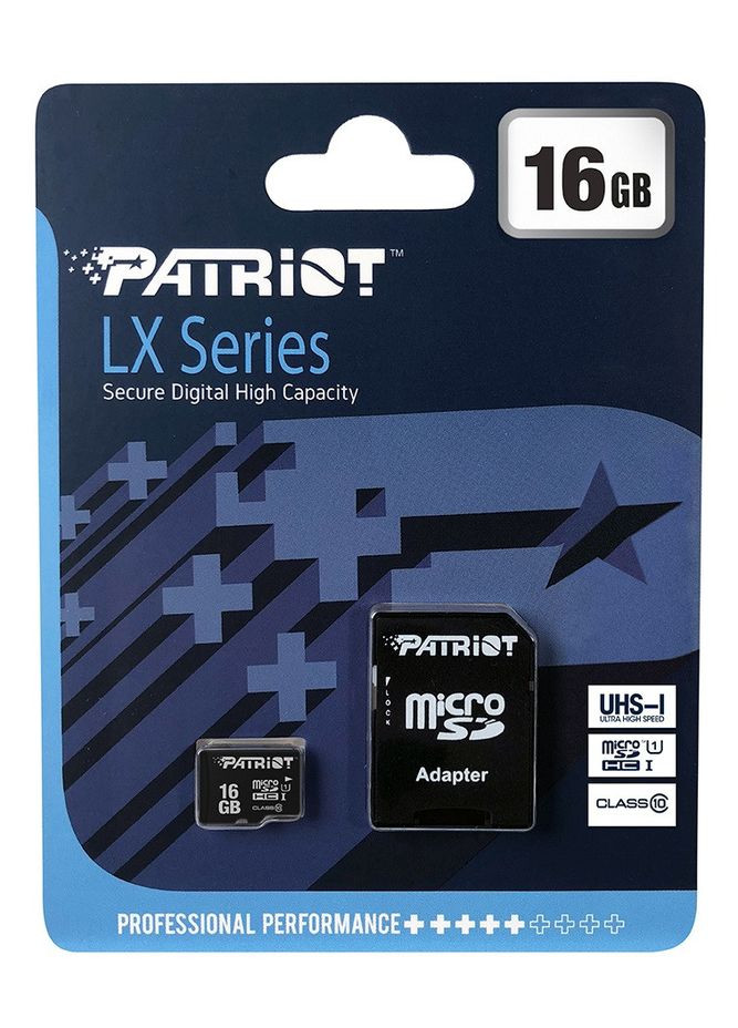 Карта пам`ятi MicroSDHC 16GB UHS-I Class 10 LX + SD-adapter (PSF16GMCSDHC10) Patriot (332972388)